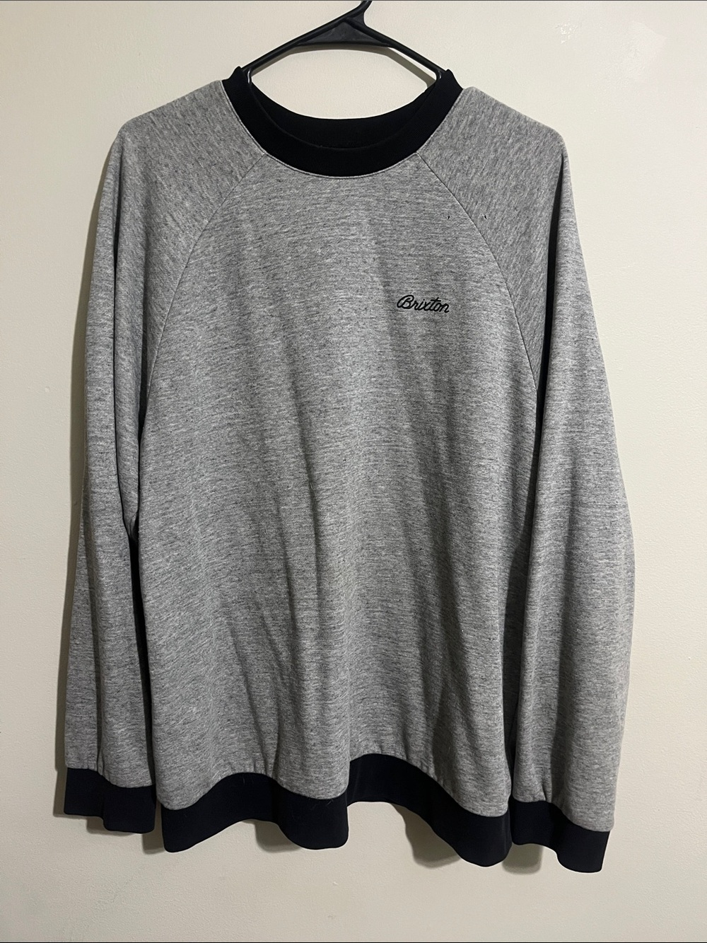 Brixton Heather Gray Crewneck Sweatshirt with Black Trim